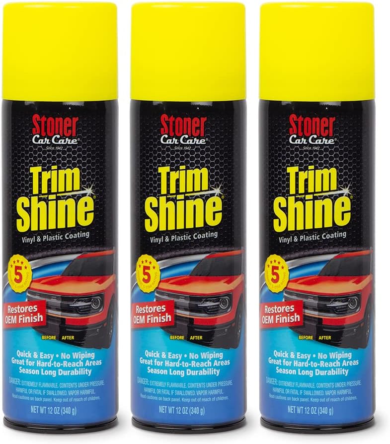 91034-3PK Trim Shine – Vinyl and Plastic Protectant for Interior and Exterior Detailing, Restores OEM Color, Adds Shine, UV and Water Protection – 12 Oz (Pack of 3)