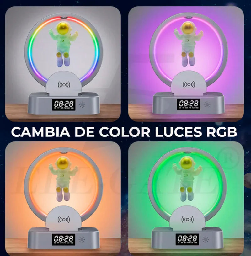 Wireless Speaker Alarm Clock Featuring Colorful LED and Stand with 15W Fast Charging for Smartphones